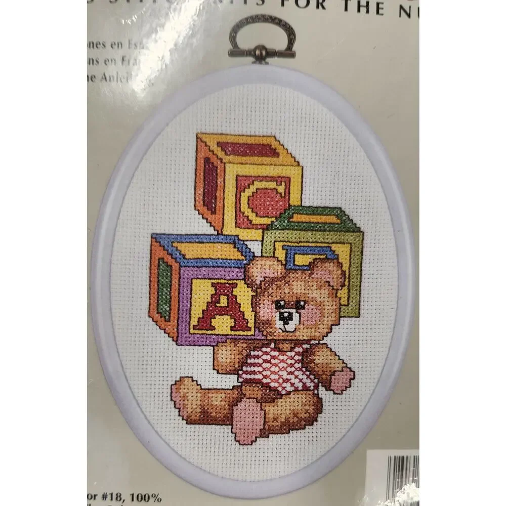 Dimensions Counted Cross Stitch Thank‎ You Verse Cuddle Ups Bear Blocks Nursery